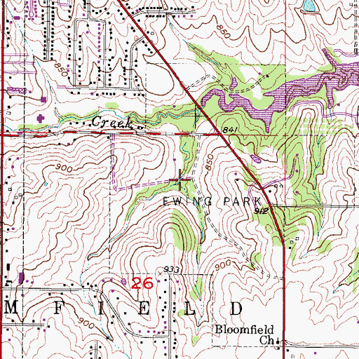Topographic Map of Owens Covered Bridge, IA