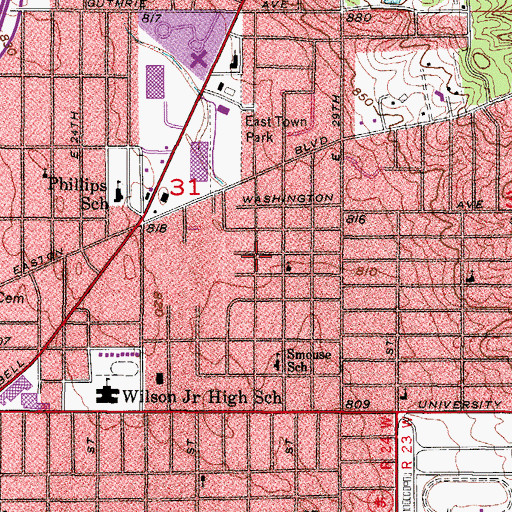 Topographic Map of Ramsey Home, IA