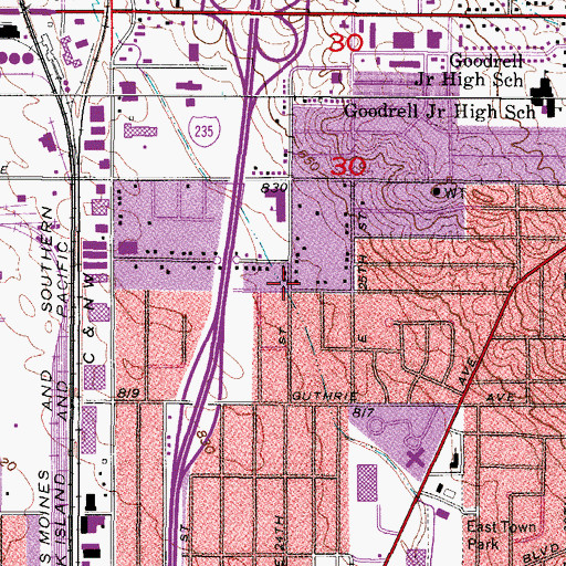 Topographic Map of The Abbey, IA