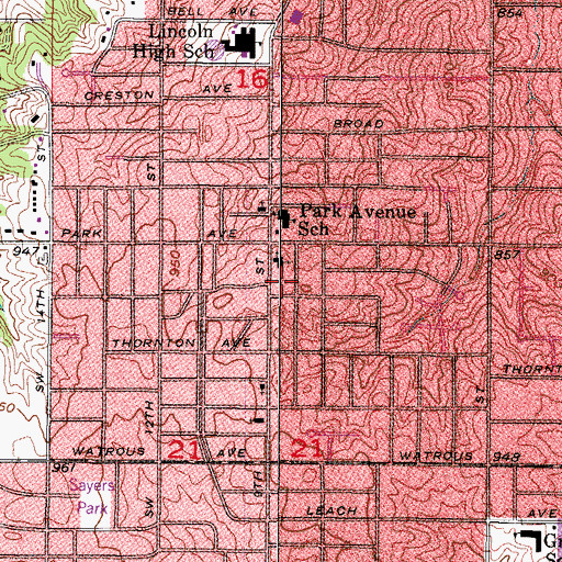 Topographic Map of Des Moines Medical Group Center, IA
