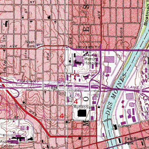 Topographic Map of Mercy Subacute Care Center, IA