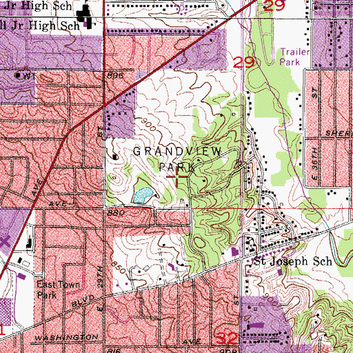 Topographic Map of Grand View Golf Course, IA