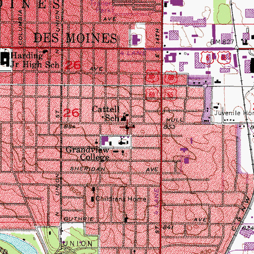 Topographic Map of Grand View Lutheran Church, IA