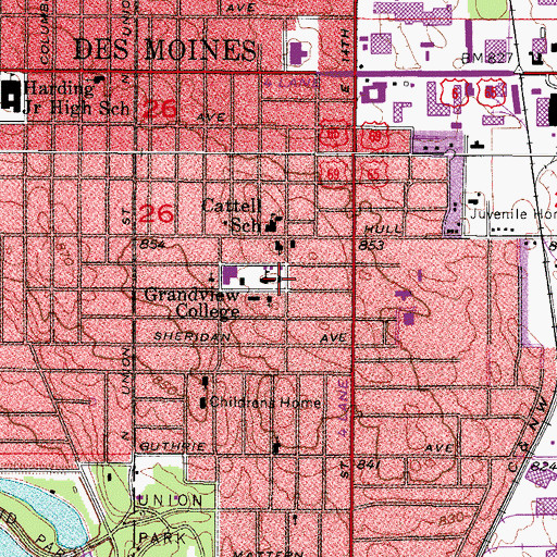 Topographic Map of Grand View College Library, IA