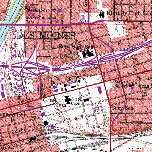 Topographic Map of Mercy Capital Hospital, IA