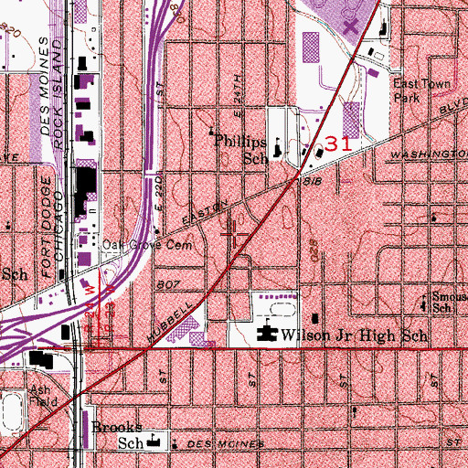 Topographic Map of Garton Elementary School, IA