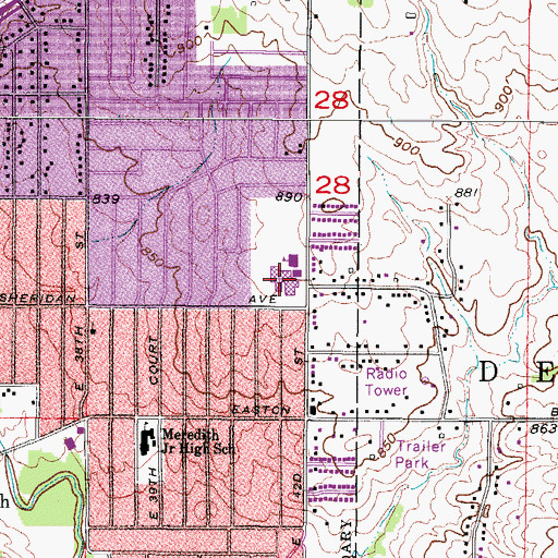 Topographic Map of Hoyt Middle School, IA