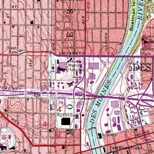 Topographic Map of Mercy Park, IA