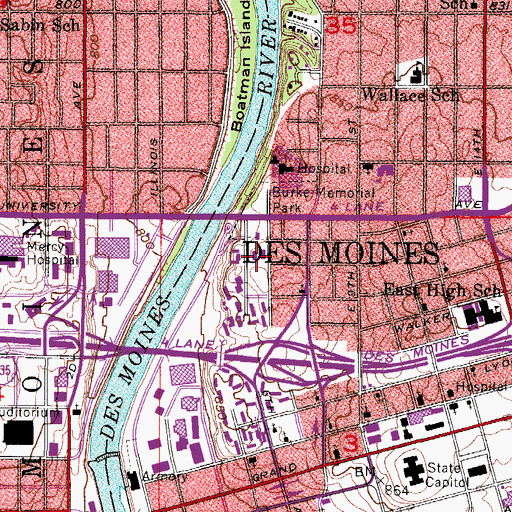 Topographic Map of Carver Elementary School, IA