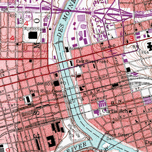 Topographic Map of United States Courthouse, IA