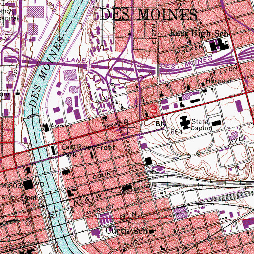 Topographic Map of State of Iowa Historical Building, IA