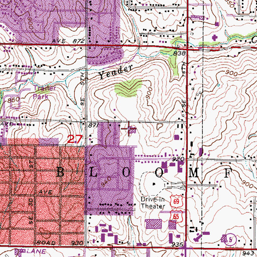 Topographic Map of Lovejoy Elementary School, IA