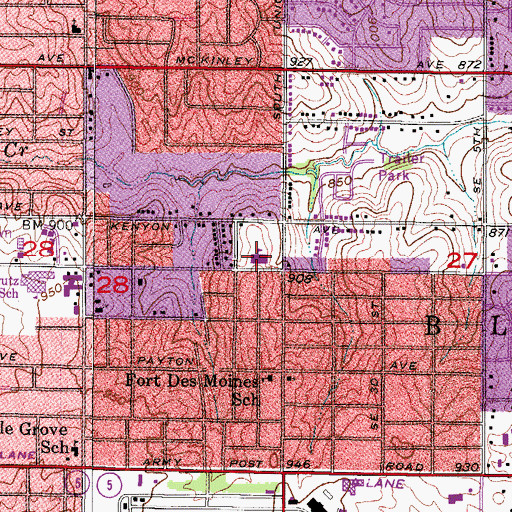 Topographic Map of Mitchell Elementary School, IA