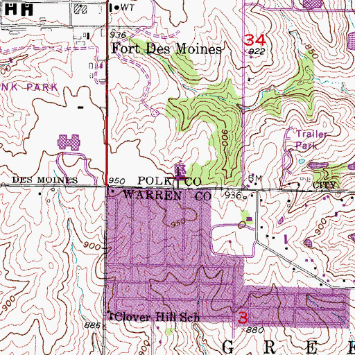 Topographic Map of Studebaker Elementary School, IA