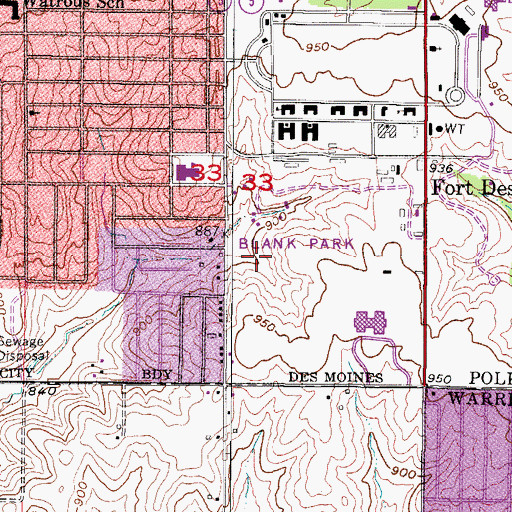 Topographic Map of Blank Golf Course, IA