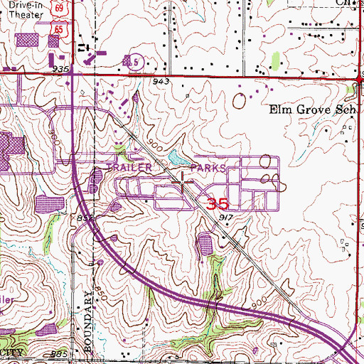 Topographic Map of Regency Manor Mobile Home Park, IA