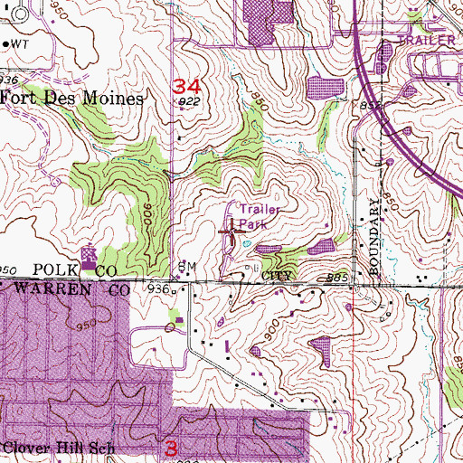 Topographic Map of South Ridge Estates, IA