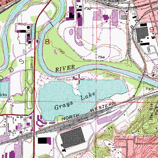 Topographic Map of Grays Lake Park, IA