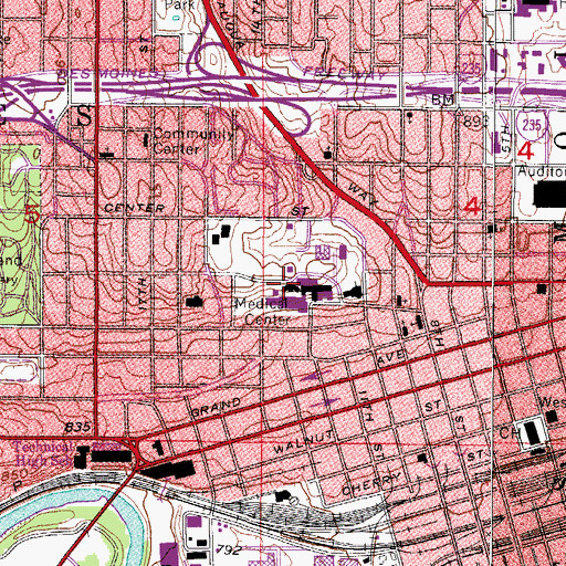 Topographic Map of Iowa Methodist Medical Center, IA