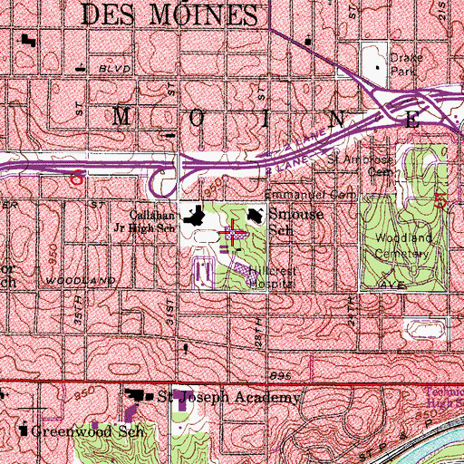 Topographic Map of Ruby Van Meter School, IA