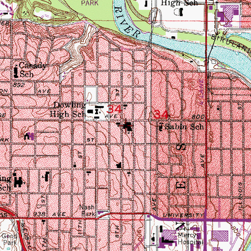 Topographic Map of Moulton Extended Learning Center, IA
