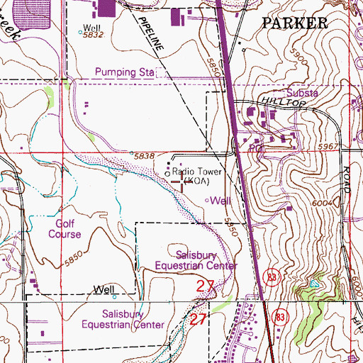 Topographic Map of KOA-AM (Denver), CO