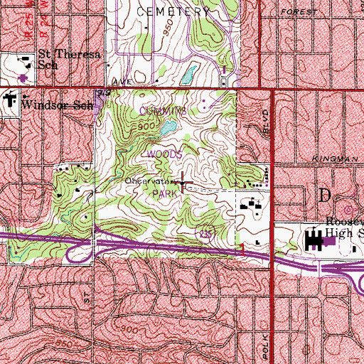 Topographic Map of Drake Observatory, IA
