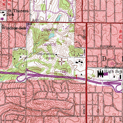 Topographic Map of Waveland Golf Course, IA