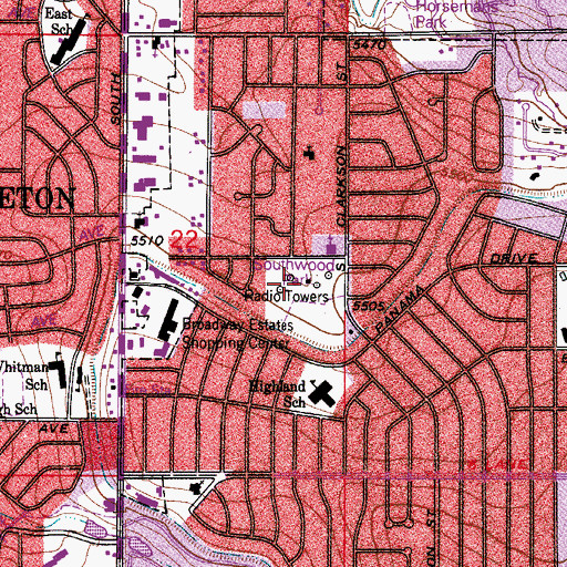 Topographic Map of KXKL-AM (Denver), CO