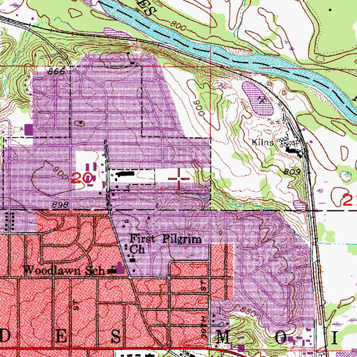Topographic Map of Woodlawn Park, IA