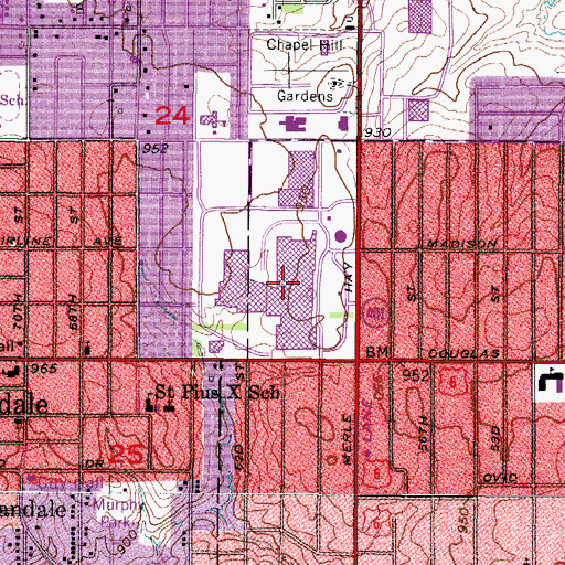 Topographic Map of Merle Hay Mall, IA