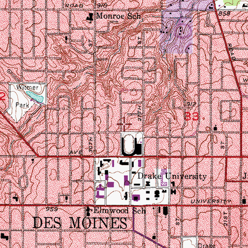 Topographic Map of Jacobson Athletic Complex, IA