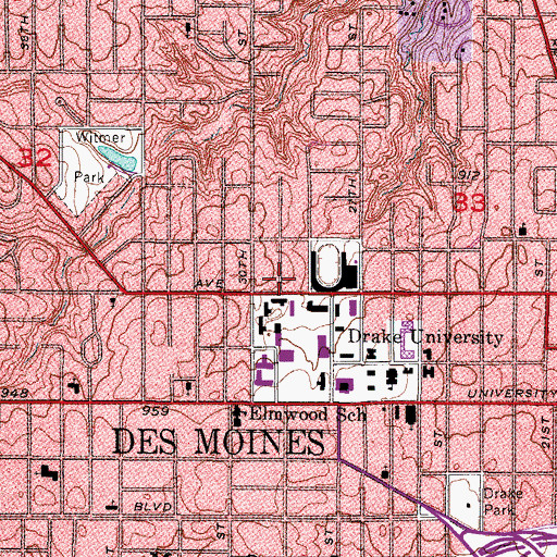 Topographic Map of Forest Avenue Power Plant, IA