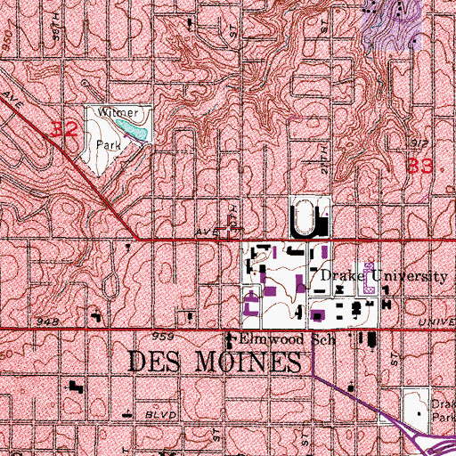 Topographic Map of University Book Store, IA