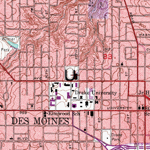 Topographic Map of Athletic Ticket Office, IA