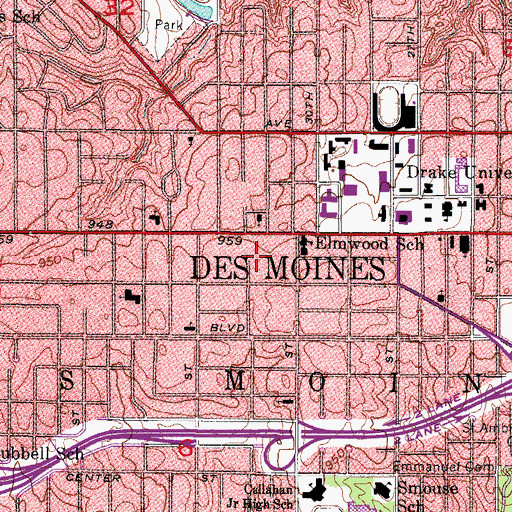 Topographic Map of Education Building, IA