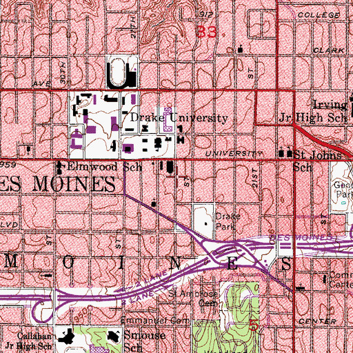 Topographic Map of Drake Diner, IA