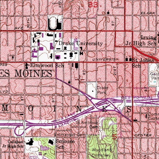 Topographic Map of Drake Pointe Apartments, IA