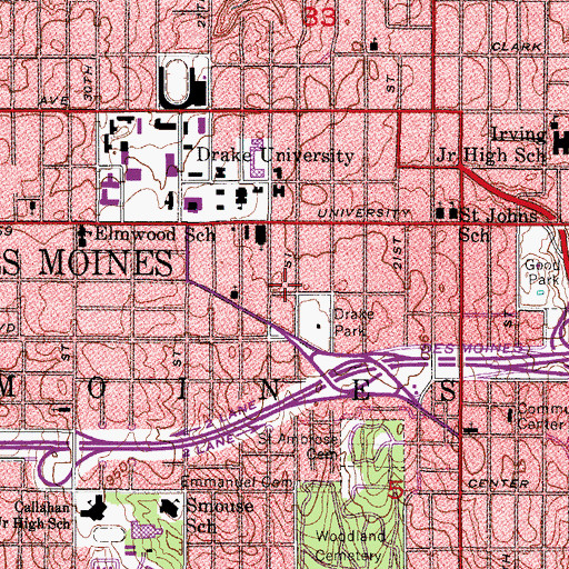 Topographic Map of Drake Terrace Apartments, IA