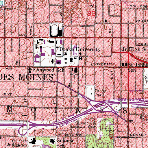 Topographic Map of Drake Court Apartments, IA