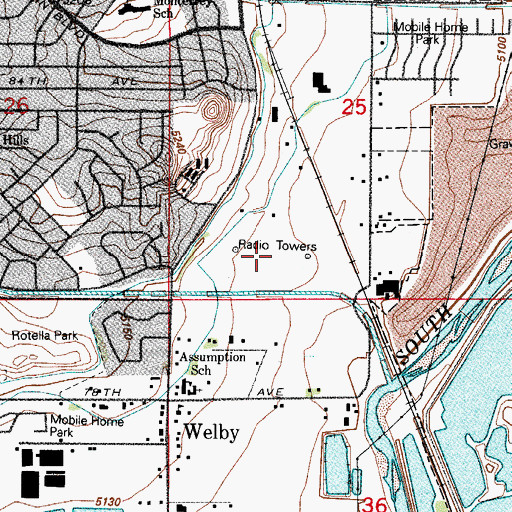 Topographic Map of KLZ-AM (Denver), CO