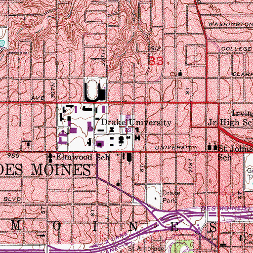 Topographic Map of Harmon Fine Arts Center, IA
