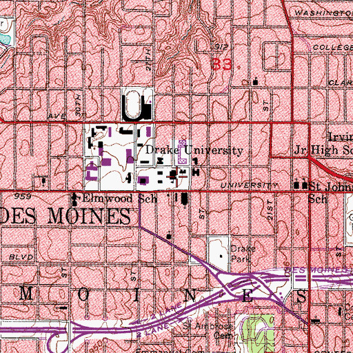 Topographic Map of Carnegie Hall, IA