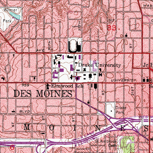 Topographic Map of Cowles Library, IA