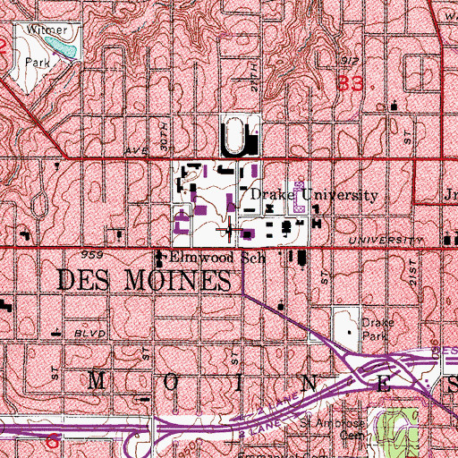 Topographic Map of Morehouse Residence Hall, IA