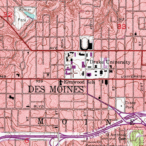Topographic Map of Aliber Hall, IA
