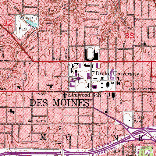 Topographic Map of Olmsted Center, IA