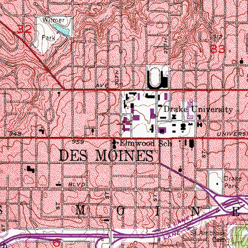 Topographic Map of Goodwin-Kirk Residence Hall, IA