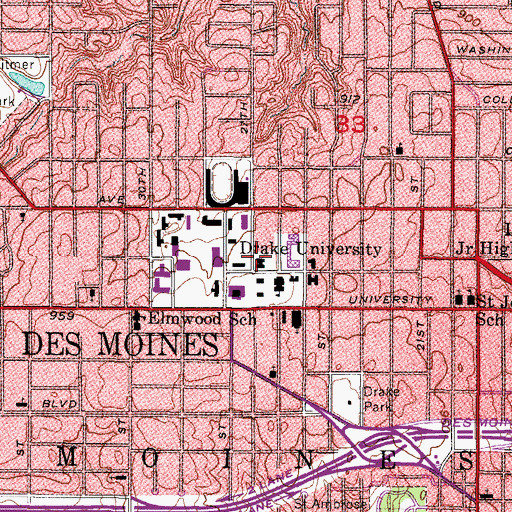 Topographic Map of Cartwright Hall, IA