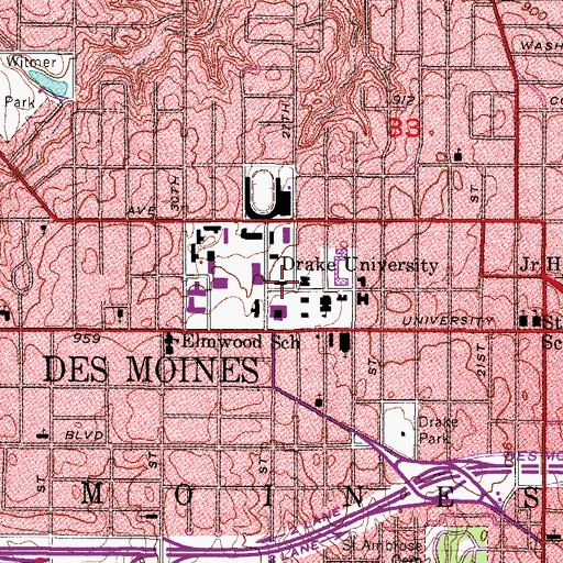 Topographic Map of Jewett Residence Hall, IA